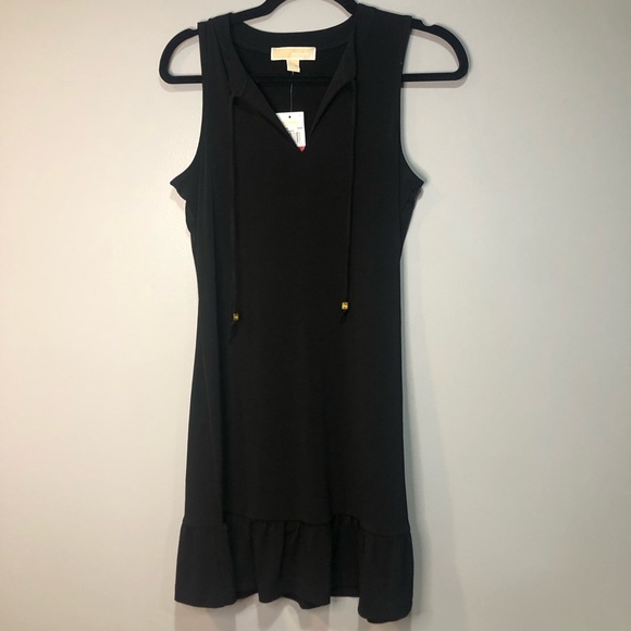 Michael Kors Black Sleeveless Dress with flutter ruffle bottom - Picture 2 of 12